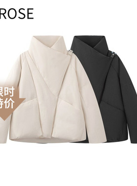 艾诺丝尚忆官方期间店2025冬新款宽松休闲立领羽绒服女外套004008