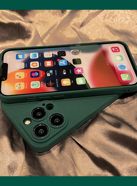 16/15/14墨绿色适用iphone13promax/12mini苹果11手机壳XR/XS磨砂防指纹硅胶软壳17 Air