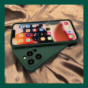 XS磨砂防指纹硅胶软壳17 12mini苹果11手机壳XR 14墨绿色适用iphone13promax Air