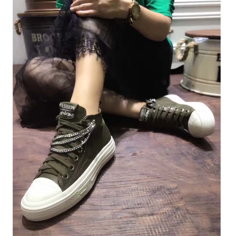 Europe station 2017 new pattern genuine leather High shoes skate shoes Flat bottom Frenum leisure time Single shoes motion chain Bootiein the Women's Shoes, High shoes  category - from Buy2taobao.com to provide professional Taobao agent buy service