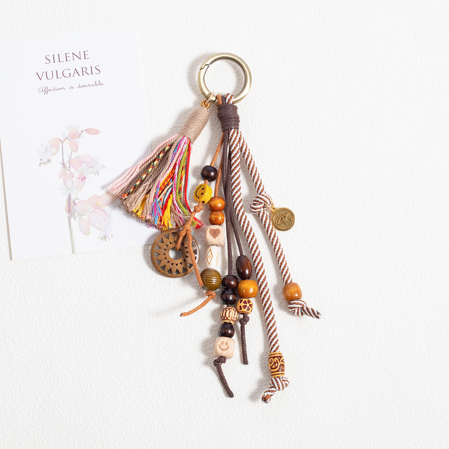 原创复古民族风串珠流苏包挂件钥匙扣手工编织书包背包挂饰小礼品