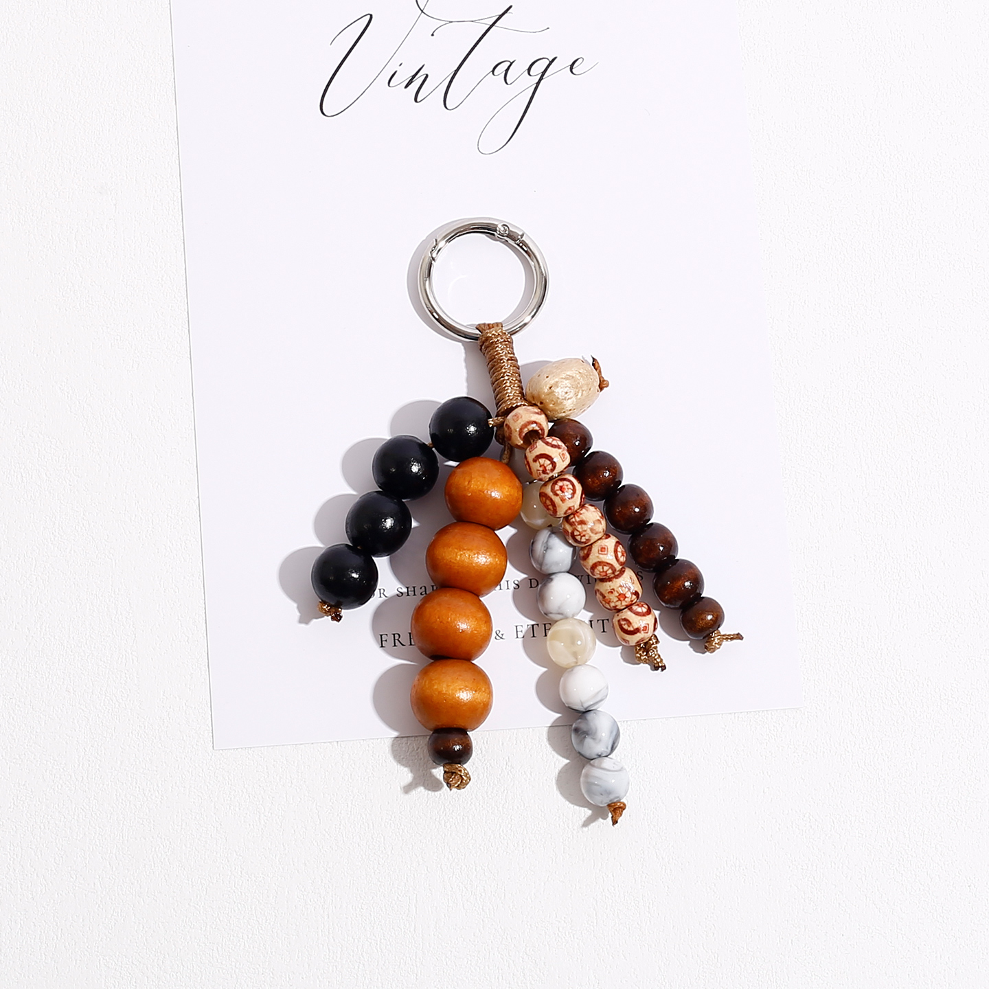 文淇同款天然复古木珠钥匙扣