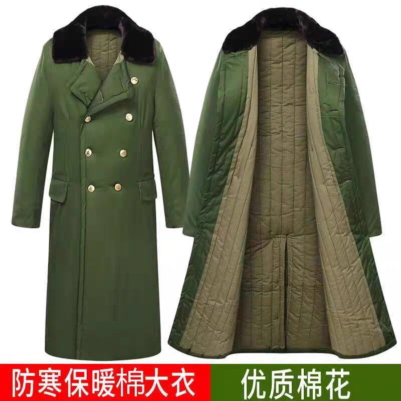 绿色军棉大衣男加厚长版