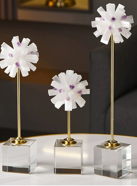 现代轻奢家居家饰品创意天然水晶球特色样板间玄关金属摆件工艺品