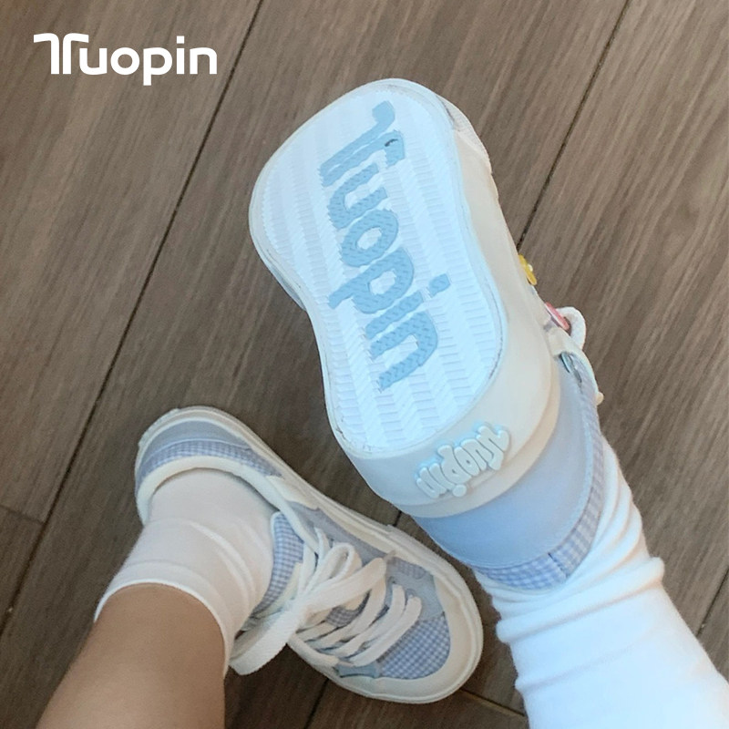 鮀品奶蓝色休闲板鞋女2026新款网红爆款洋气ins百搭配裙子小白鞋