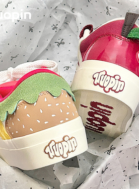 鮀品明星同款红色鞋子女款2025新款鸳鸯苹果鞋厚底休闲痛鞋德训鞋