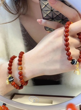 天然南红玛瑙搭配一线天珠，牛骨  玉髓梅花配饰等 24.9