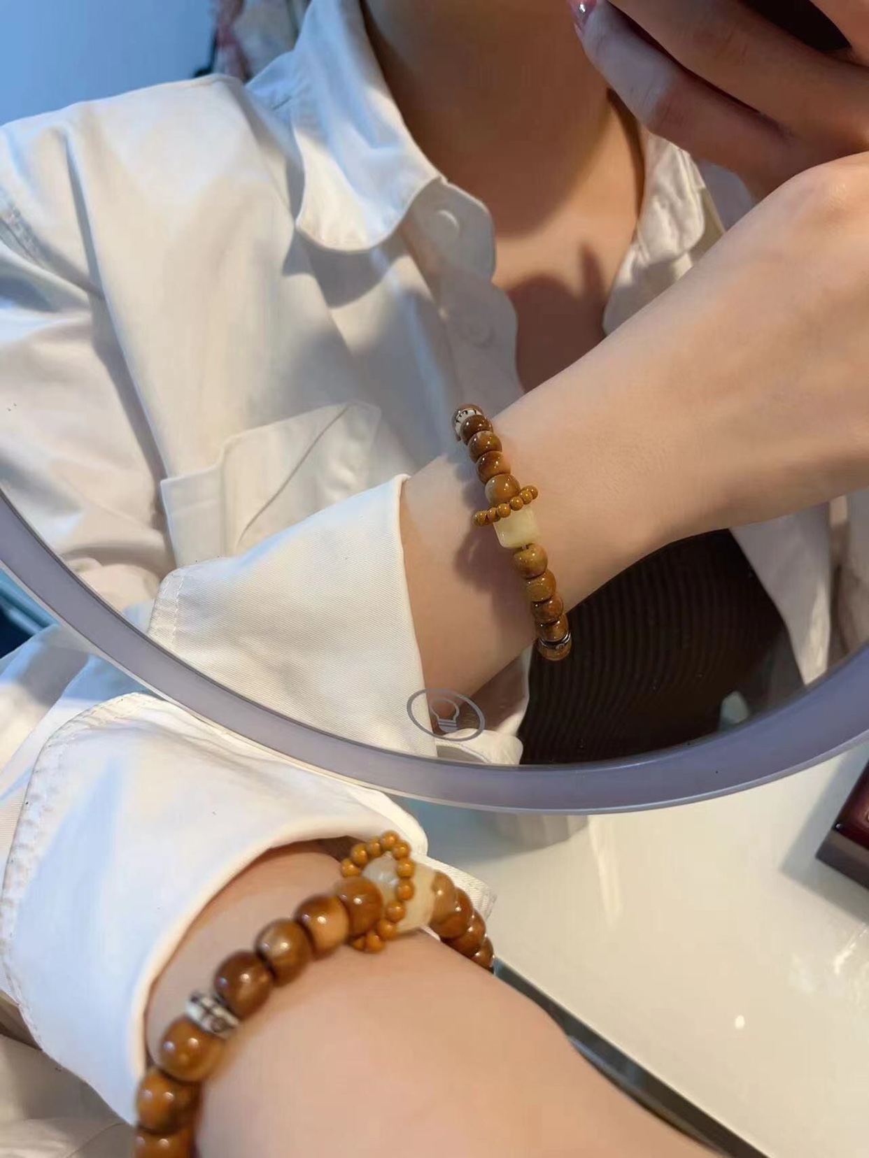 老型库克手串 搭配菩提根奶酪 牛骨隔片 橄榄核米珠跑环