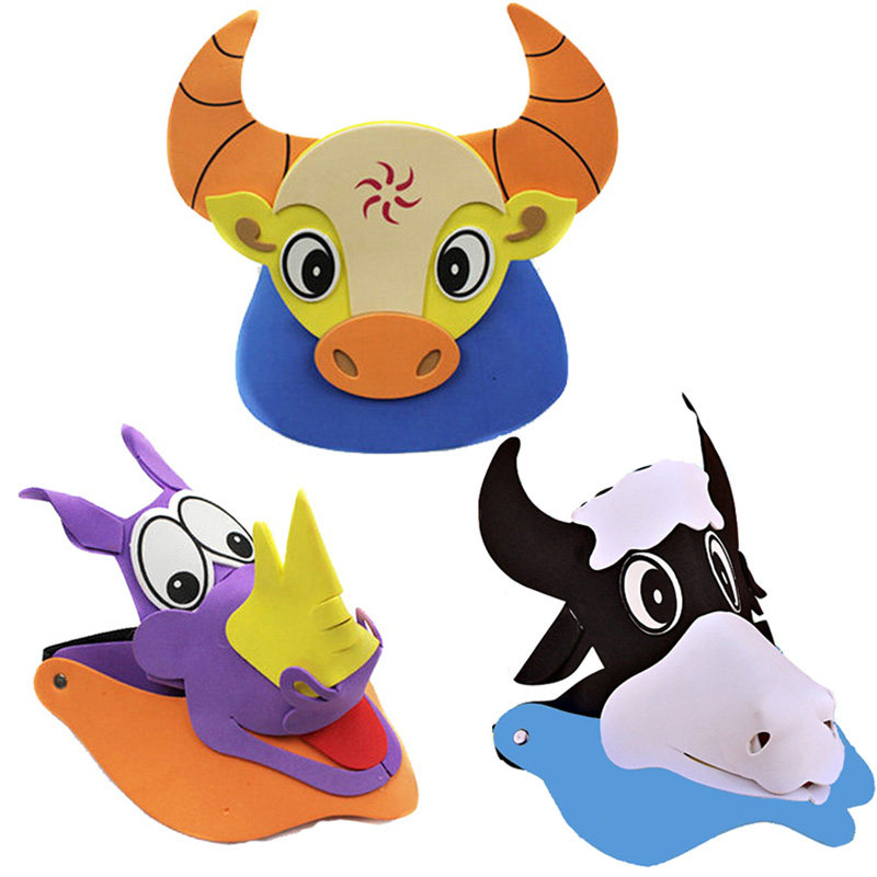 小牛帽子大角牛头饰动物水牛奶牛头套面具幼儿园表演道具儿童卡通