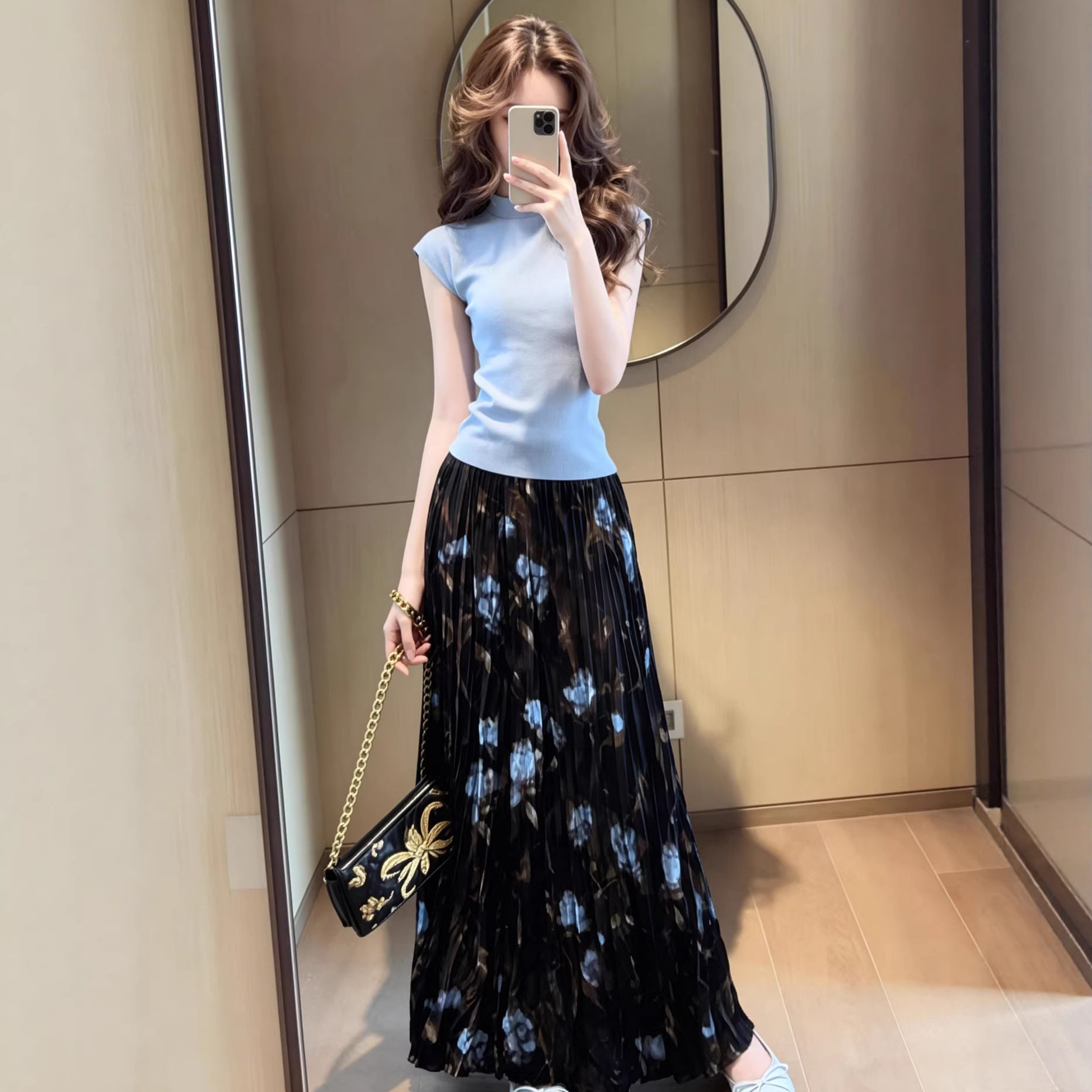 韩系碎花半身裙两件套装胖MM大码女装春夏穿搭小香风巨好看套装裙