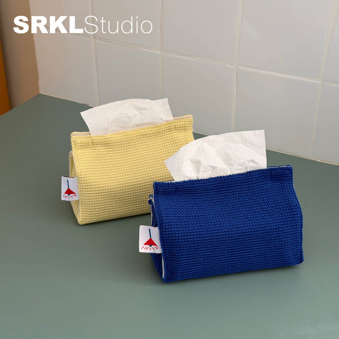 SRKLstudio牛奶盒子纸巾收纳袋纯色编织奶油风布艺家居餐桌纸巾盒
