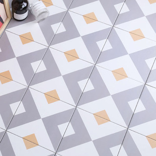 简约复古彩色文艺花砖300x300菱形餐厅客厅阳台仿古防滑粉色地砖