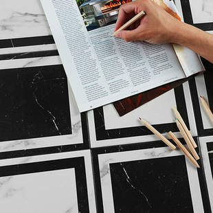 北欧黑白格子花砖300x300厨房简约地砖卫生间防滑瓷砖阳台小花砖