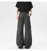 子男款 裤 夏季 高街多口袋阔腿长裤 美式 灰色复古百搭休闲裤 重工工装