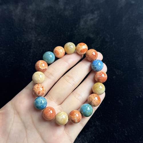 硅化玉珊瑚玉手串-约12mm-多样性发货- T福- A4532