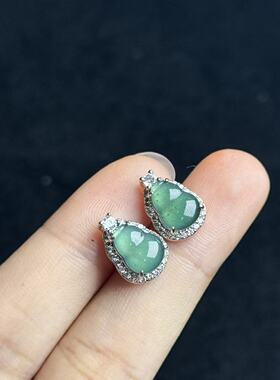 翡翠耳钉-多样性发货-约14*10*4mm-J翠-B9628