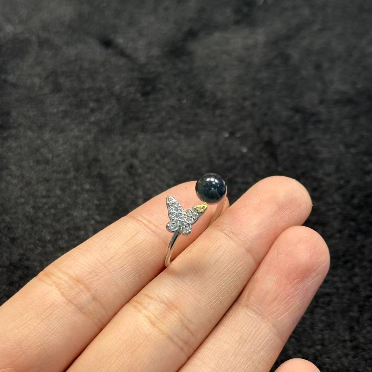 s925银琥珀戒指-约6mm-多样性发货-X喆B467