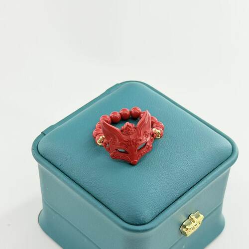 含辰砂工艺品朱砂戒指-约4mm-多样性发货-Y好-V458