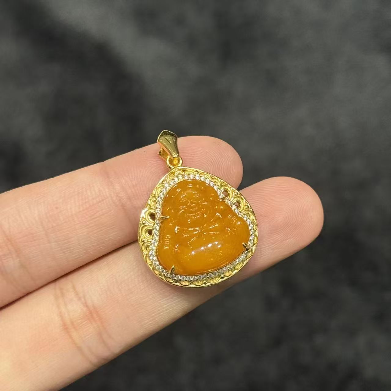 925蜜蜡佛公吊坠-约20*23*9mm-多样性发货-B福-Y5687