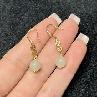 F壹 约8mm B9655 多样性发货 S925银和田玉耳钩