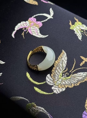 s925银和田玉戒指-约11mm-多样性发货-YSP金-A5307