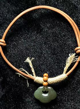 和田玉平安锁手绳-约15*10*5mmYX聚-Y241