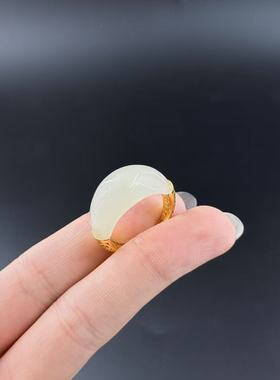 s925银和田玉戒指-约11mm-多样性发货-YSP金-A5307