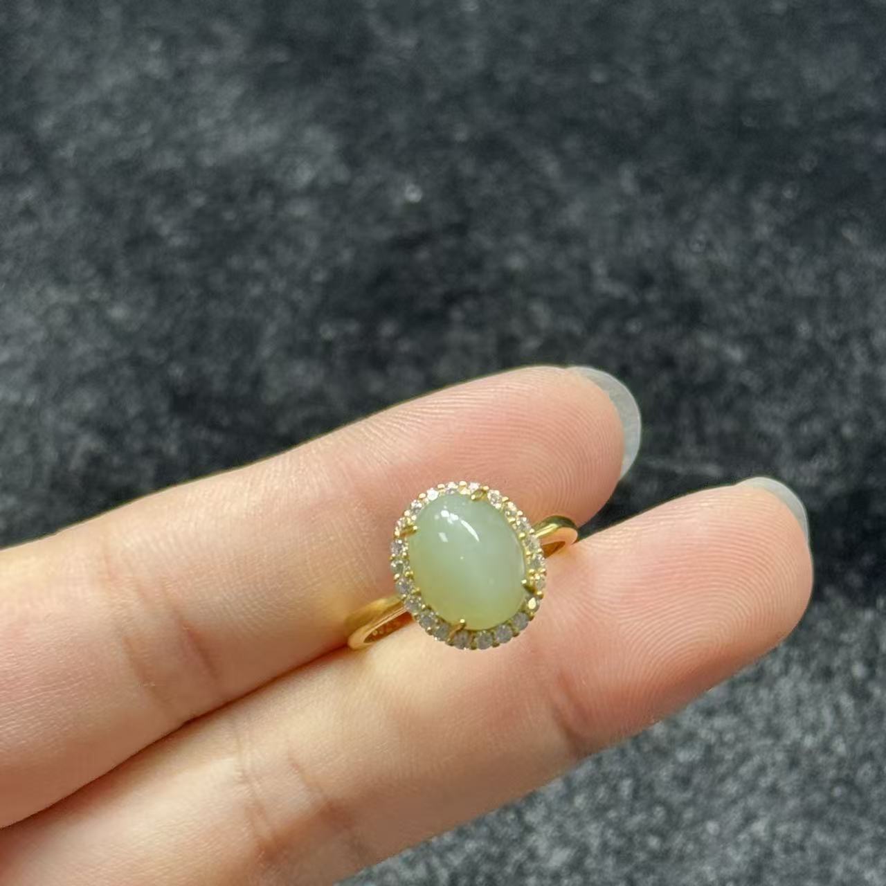 925和田玉碧玉戒指-约12*11*8mm-多样性发货- XJZ匠 B2078