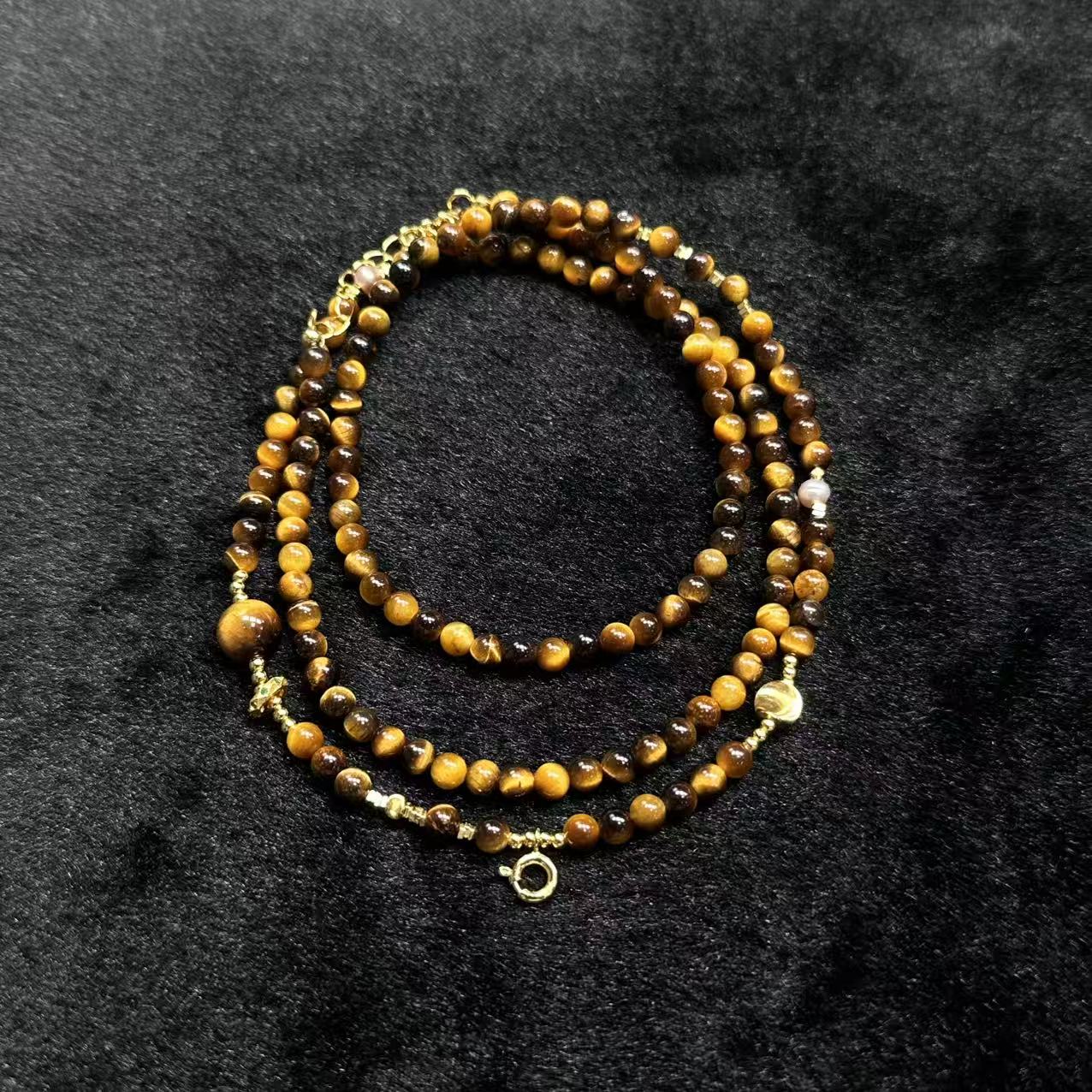 硅化玉虎眼石项链-约4mm-多样性发货-Y婕B1013