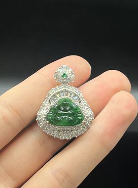 合金翡翠佛公吊坠--多样性发货-YX翠33741