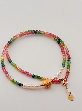 彩虹碧玺项链-约3mm-多样性发货-S优-A6928