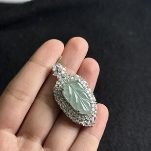 翡翠叶子吊坠，约43*23*10mm-多样性发货-KS三，B8259