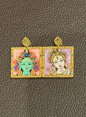 绿度母+白度母唐卡吊坠-多样性发货-随机发货-Z久-TK001