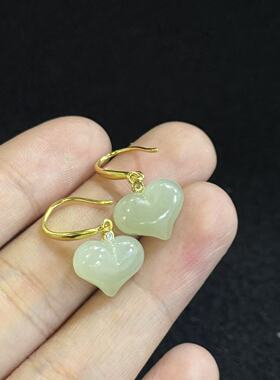 s925银和田玉耳钩，约11mm，多样性发货-S铭，Y5583