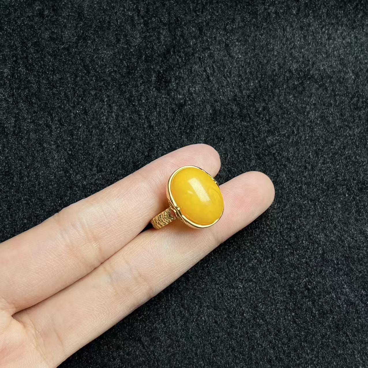 S925蜜蜡蛋面戒指-约17×15×6mm-多样性发货-F展-A4155