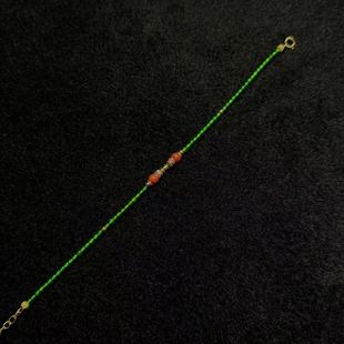 A3552 18K翡翠手链 多样性发货 L银 尾链925银 约3mm