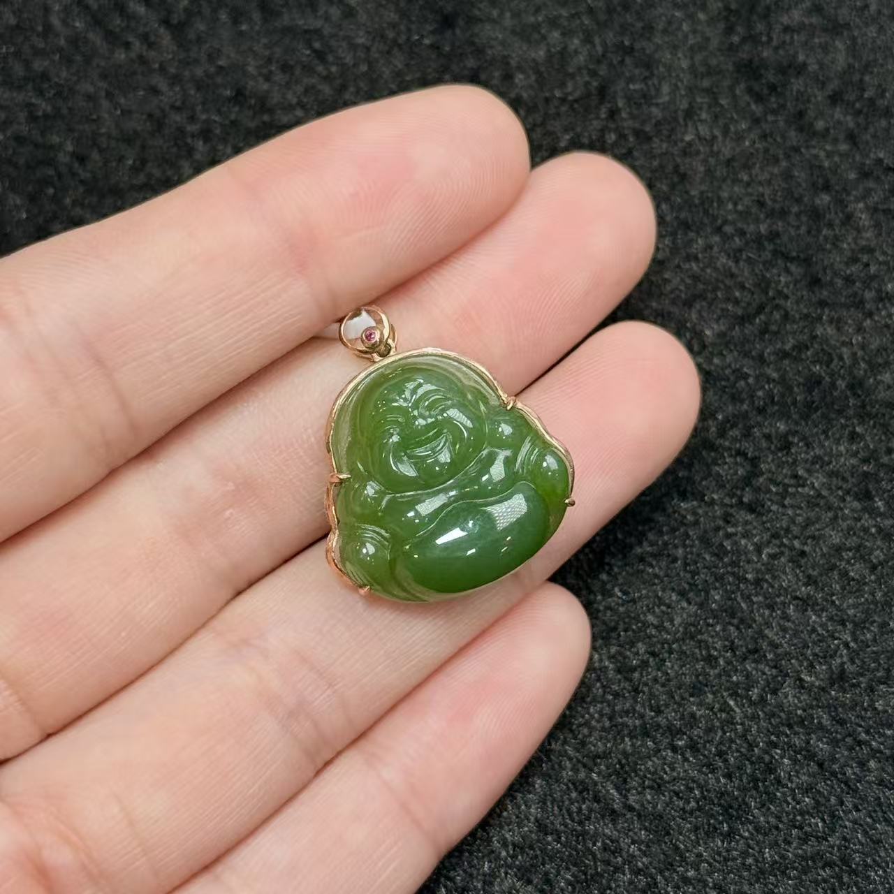 18K和田玉佛公吊坠-约20*25*5mm-自家YE11475-B2927-K7