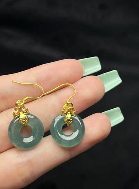 S925银翡翠甜甜圈耳扣-约14*5mm-多样性发货-B冰-Y186