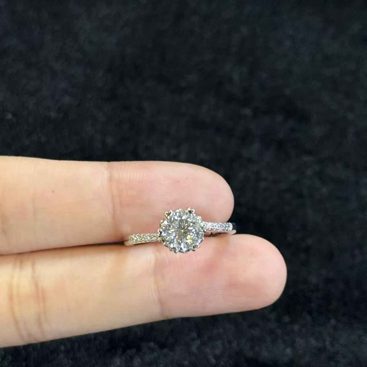 合成碳硅石（莫桑石）银莫桑钻戒指-约1ct-多样性发货-YMZ赫Y9182