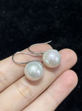 s925银淡水珍珠耳钩-约12mm-多样性发货-C七-B1120