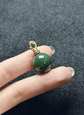 和田玉圆珠吊坠-约29×15mm-多样性发货-FZ红-A5181