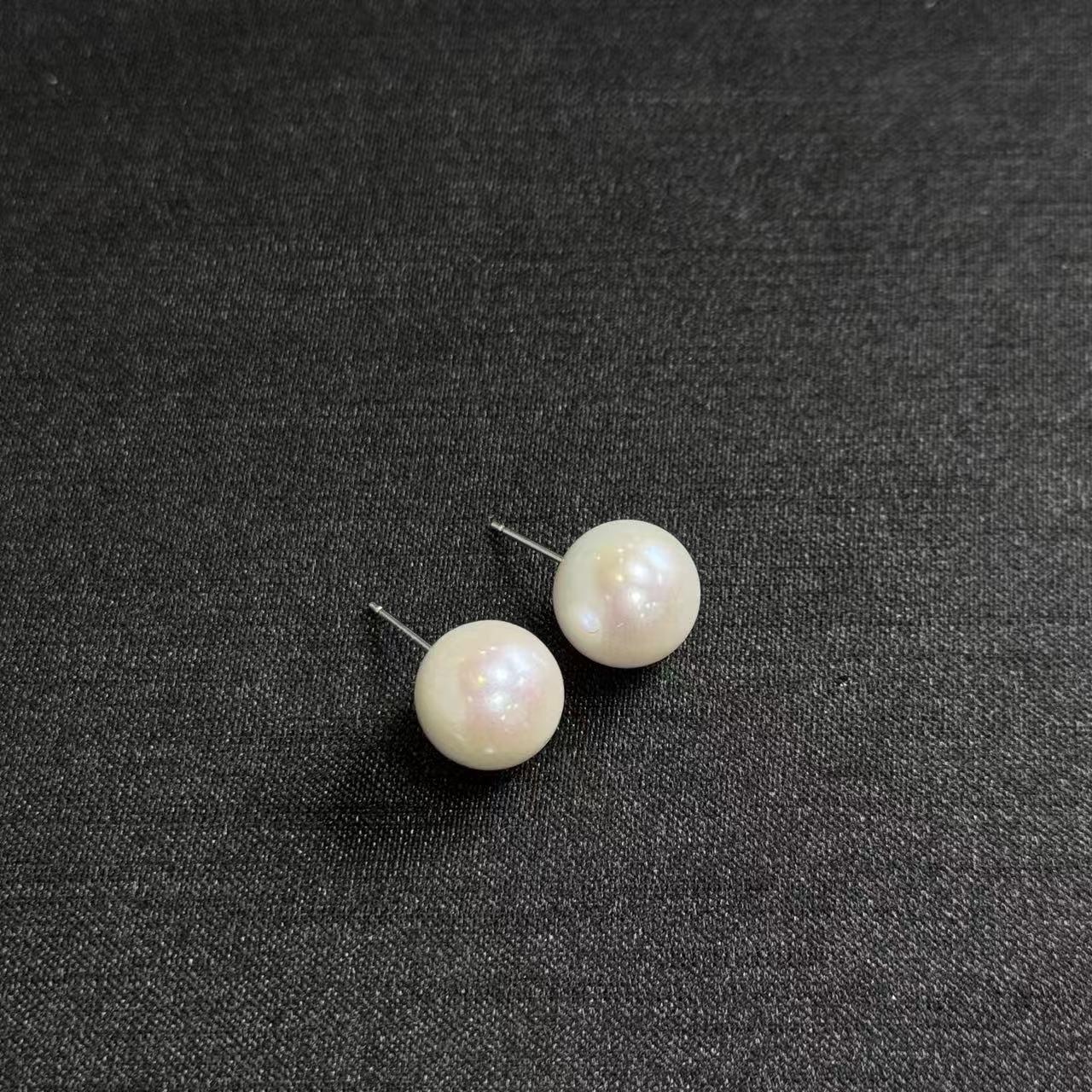 s925淡水珍珠耳钉约12mm，多样性发货-C七，B5052