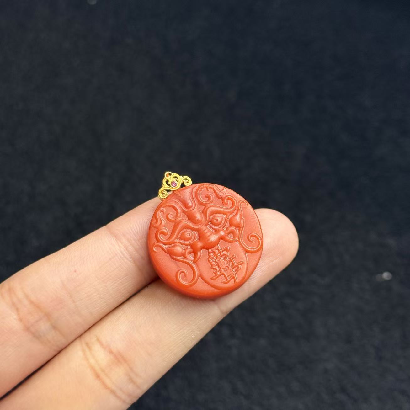 南红（玛瑙）18k南红吊坠-约27*23*6mm-多样性发货-H祥，B5699