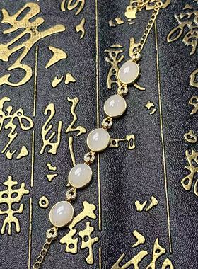 S925和田玉手链-约9*7*5mm-多样性发货-YSP金-A6160