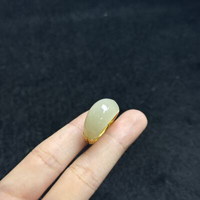 s925银和田玉戒指约11*6mm，多样性发货-YSP金，B4178