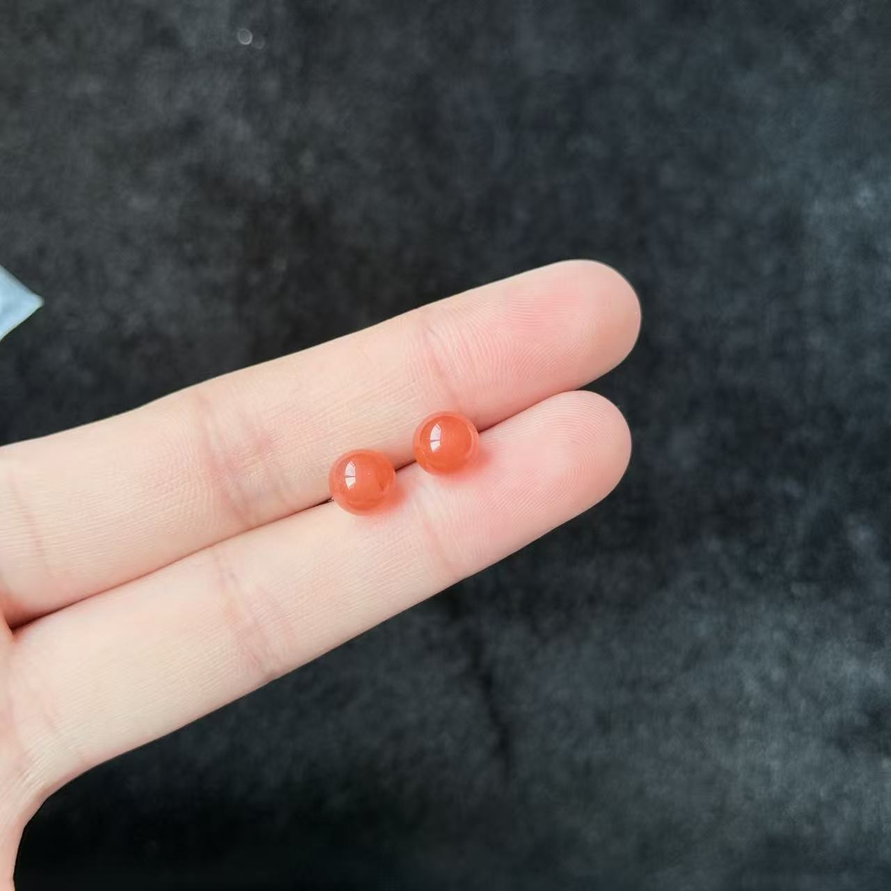 南红（玛瑙）s925银南红耳钉-约7mm-多样性发货-H祥-A2278