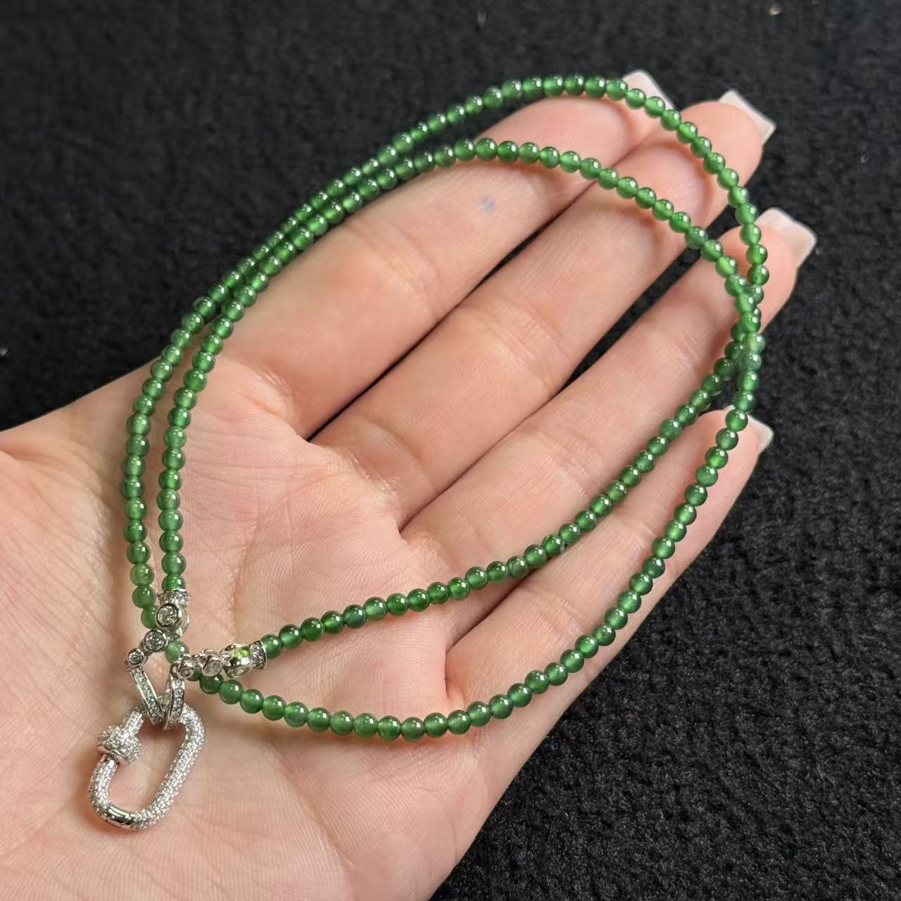 翡翠项链约3mm，多样性发货-L银，B8363