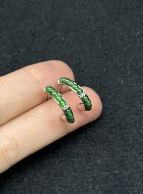 925翡翠耳钉-多样性发货-L银-B796