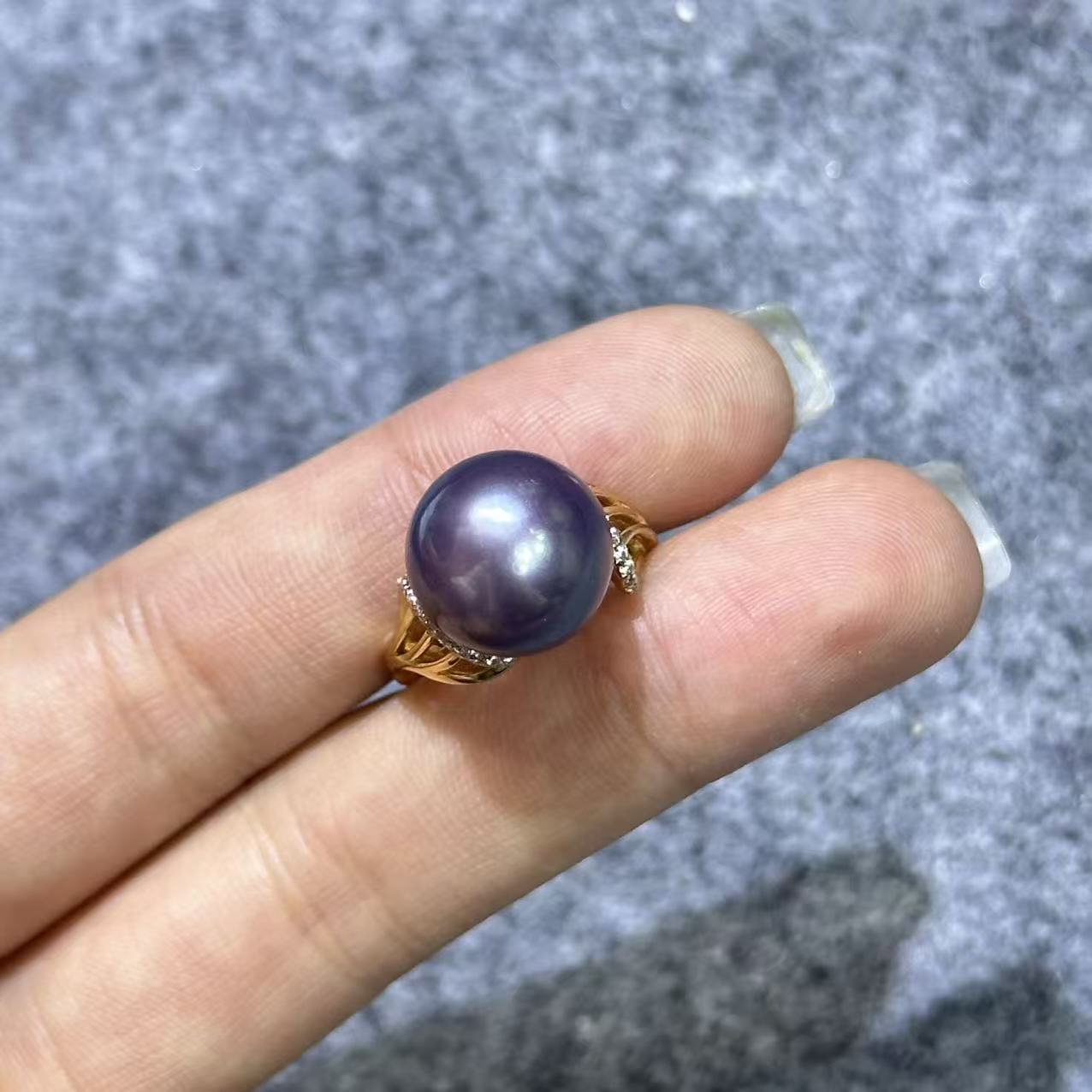 925银淡水珍珠紫珠戒指-约12mm-多样性发货-C七-B6301