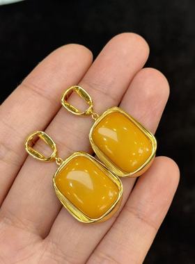 S925蜜蜡耳饰-约33×17×4mm-多样性发货-R祥-B9804